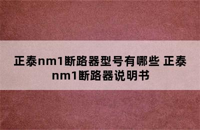 正泰nm1断路器型号有哪些 正泰nm1断路器说明书